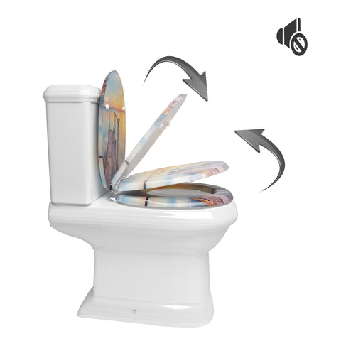 Antibacteriële Toiletbril Zonsondergang - Softclose/Print - Premium MDF Kamyra Home