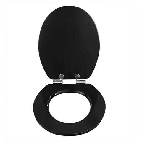 Antibacteriële Toiletbril Zwart - Softclose/Print - Premium MDF