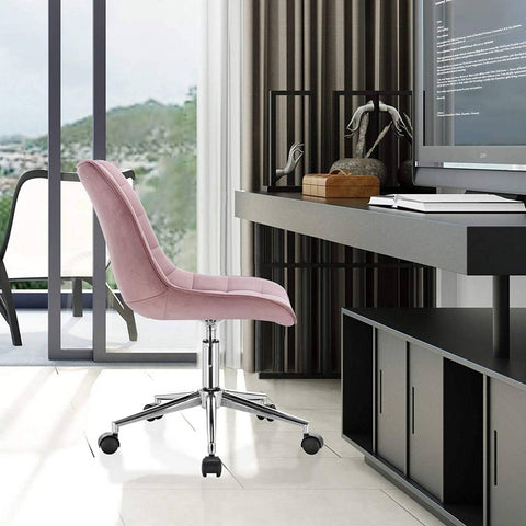 Moderne Bureaustoel Bente - In Hoogte Verstelbaar/Draaibaar - Velvet/Verchroomd Staal Kamyra Home