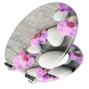 Antibacteriële Toiletbril Witte Steen en Roze Orchidee - Softclose/Print - Premium MDF Kamyra Home