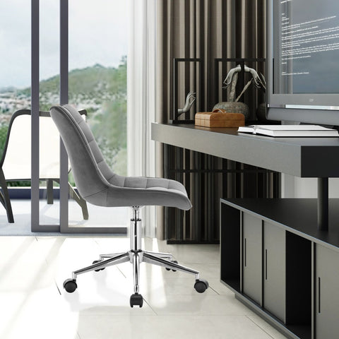 Moderne Bureaustoel Bente - In Hoogte Verstelbaar/Draaibaar - Velvet/Verchroomd Staal Kamyra Home