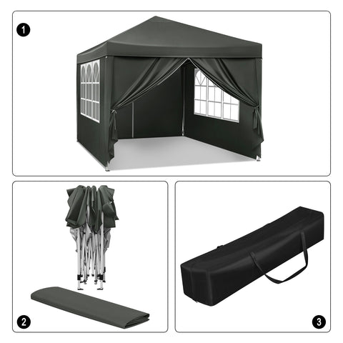 Partytent Pia - Opvouwbaar - Roestvrij Ijzer/Polyester Kamyra Home