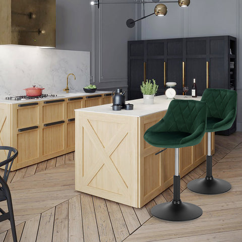 Moderne Barstoelen Laurent - Set van 2 - Metaal/Velvet Kamyra Home