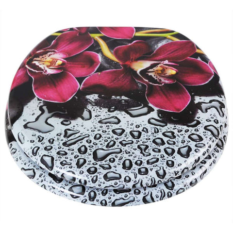 Antibacteriële Toiletbril Paarse Orchidee - Softclose/Print - Premium MDF Kamyra Home