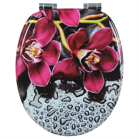 Antibacteriële Toiletbril Paarse Orchidee - Softclose/Print - Premium MDF Kamyra Home